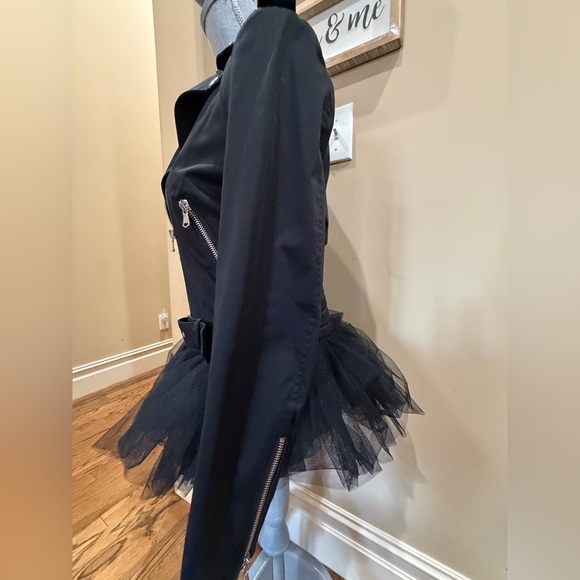 Moschino Couture Black Tulle Biker Jacket - Picture 2 of 8